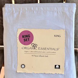 Organic Essentials Brushed Cotton LT GRAY Sheet Set - King (ultra soft)